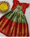 AJD 7889 Soft Lichi Silk Designer Kids Wear Girls Gown Catalog